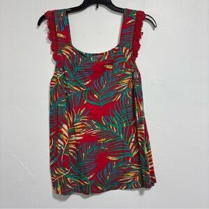 Soft Surroundings Sleeveless Women's Blouse Top Medium Tropical Vacation Summer